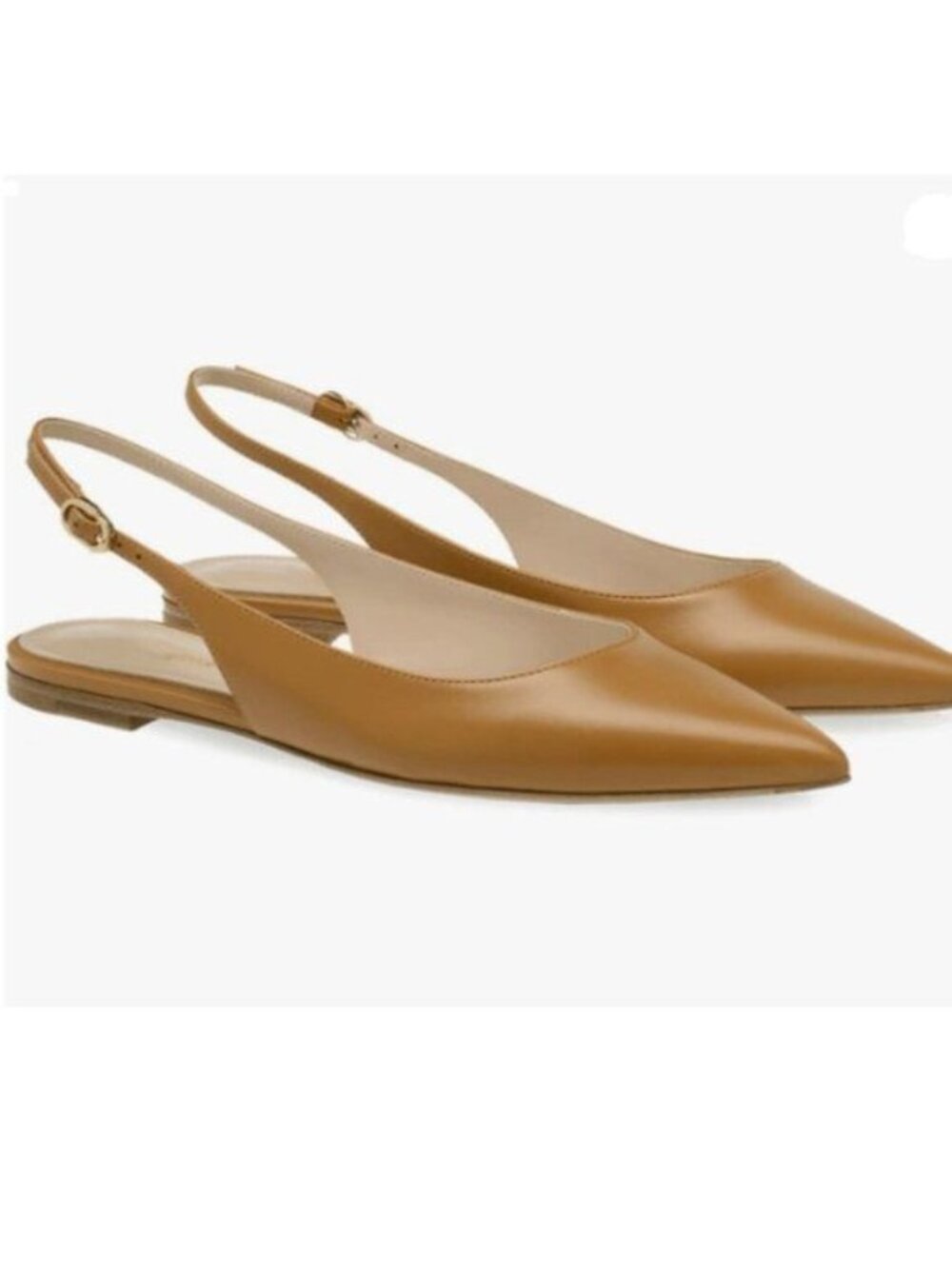 FOWT Simple Closed Pointed Toe Slingback Buckle Strap Womens Flats Brown Shoes